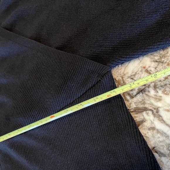 Small Medium Womens Sweater Dress Black Ribbed Long Sleeve Fall Winter Surplice - Picture 14 of 16